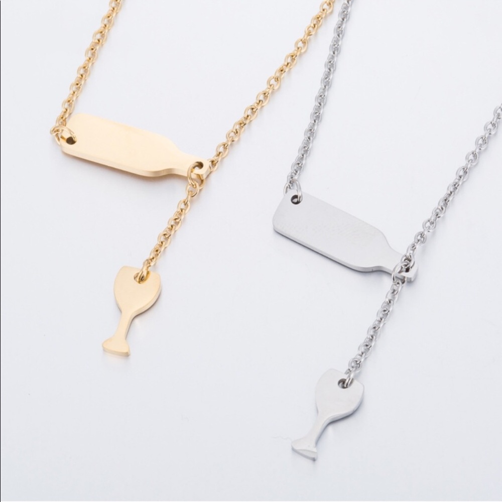 Wine and Glass Necklace